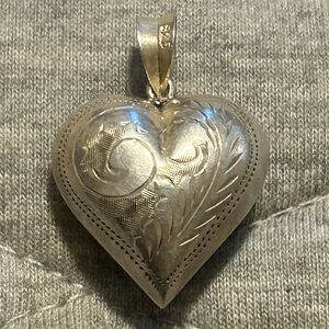 Elegant Engraved Silver Heart Pendant
